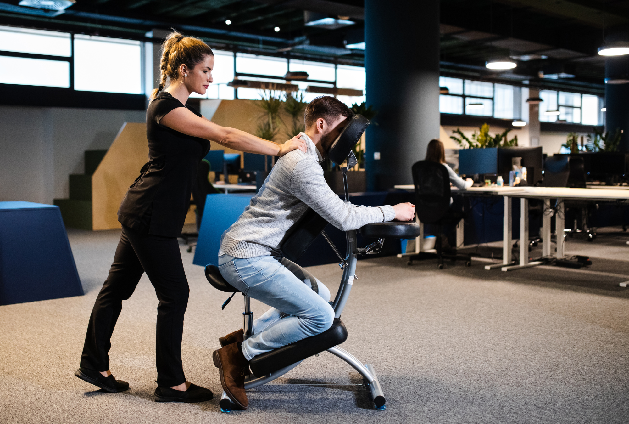 back neck and shoulder massage at work office massage in Bristol