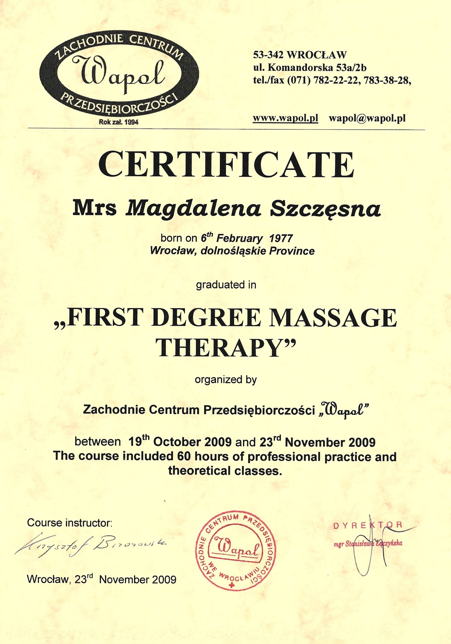 klasyczny massage
